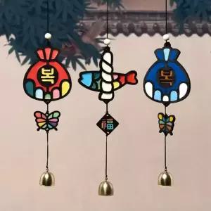 [오피스스쿨] 민화 KC인증 클레이 새해 도어벨 (2종택1) DIY 풍경종 문종 새해맞이 클레이 창의교육 만들기 미술활동 장난감 현관문종