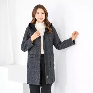 [모슬린]엄마옷 퍼안감 기모 헤링본 집업 하프코트 511FGH122 마담중년여성빅사이즈50대60대