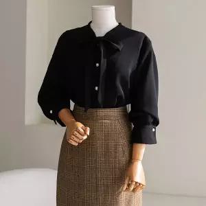 (안나앤플러스) 진주 리본 블라우스[셔츠CCB92] 빅사이즈