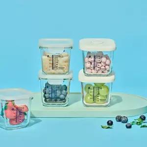 글라스락베이비 눈금 이유식용기 270mL 혼합 5조세트 (코코넛)