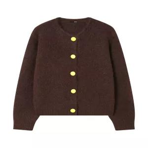 [비엔엑스]컬러 단추 포인트 라운드 니트 가디건 (BX4CD044L0)