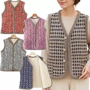 융털 엣지 퍼 조끼 겨울 방한 안감 할머니 엄마 단체 촌캉스 김장 보온 발열 브이넥 베스트