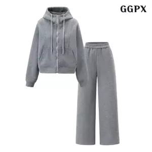 후드 기모 집업 자켓 밴딩 롱 팬츠 셋업 (GPDOW019D)