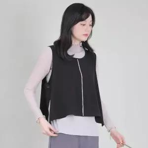 [하프클럽/] 엄마옷 보석 두줄 스판 여성 봄 가을 간절기 옆트임 단추 라운