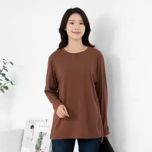 엄마옷 60대 여성 모슬린 기모 라운드 무지 긴팔티셔츠 515HJK036 중년여성/50대/70대/빅사이즈/할머니옷/