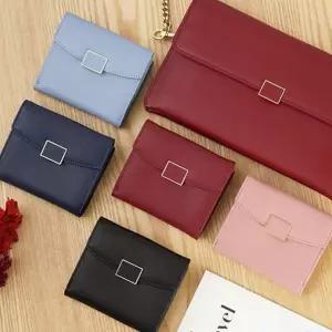 여성 소가죽 반지갑 데일리 캐주얼 미니 여성 소가죽 지갑 심플