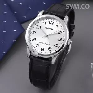[카시오] MTP-V001L-7B 심플 라운드 아날로그 정장 남자 가죽 시계 d