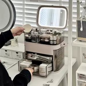 메이크업 화장품 정리대 선반 LED 조명 보관함 화장품정리대