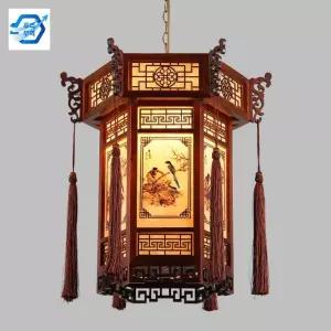 소품 선술집 홍등 목재 램프 전통 팬던트 육각 골동품