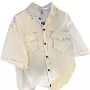 남성반팔남방 빈티지 남성친구옷선물 하얀색 남자반팔남방