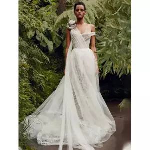 오프숄더 인 웨딩 드레스 스몰 여신 머메이드