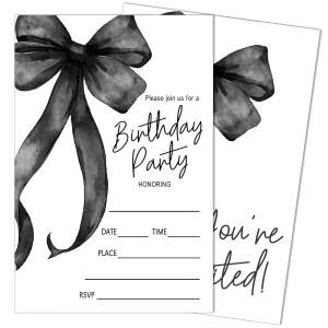 식스에이트 블랙 보우 생일 초대장 리본 파티 를 위한 봉투가 포함된 20장 호의 및 장식 4 x6 A02