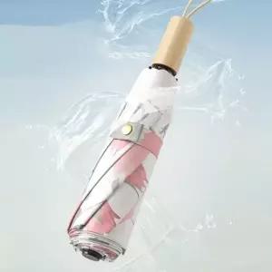 [하프클럽/]좋은 데이 내구성 우드 기본 손잡이 양산 3단 접이식