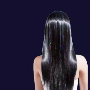 반짝이 붙임머리 컬러 헤어피스 인모 헤어 액세서리 포인트 헤어스타일