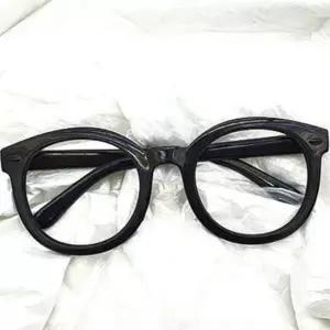 동글이 빈티지 귀여운안경테 아시안 스타일 블랙뿔
