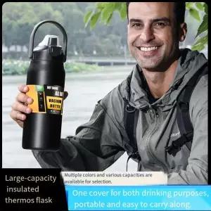 올스틸 보온병 304 스테인리스 스틸 남성용 대용량 차 물 분리 야외 자동차 여행용 주전자 1000ml1500ml