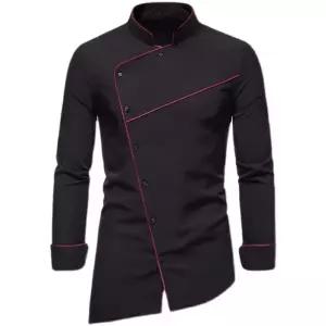 아이언하트 남성 남친 셔츠 솔리드 긴팔 빅사이즈 멀티버튼 드레스 캐주얼 얇은 차이나스타일 KKE5