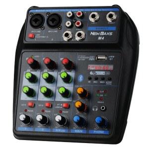 [미국배송] 디제이 오디오 믹서 믹서 4채널 사운드 보드 블루투스 뉴 백스 보드 XLR/1/4인치 인터페이스 USB/MP3 컴퓨터 입력 48V 팬텀 파워 스테레오 스튜디오 스트리밍 KTV 스테이지