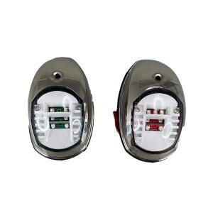 팩트레이드 해양 보트 내비게이션 라이트 레드 및 그린 LED 사이드 수직 마운트 - 2NM 스테인리스 스틸 하우징 LED용 우현 포트