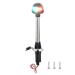 CLGM 마린 보트 내비게이션 조명 보트용 활 LED 이중 색상 라이트 폴 탈착식 2핀 플러그인 마운트 베이스 DC12V 12인치