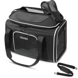 펫스케드 탑 익스펜더블 펫 캐리어 18x11x11 인치 델타 아메리칸 유나이티드 항공 승인 잠금 안전 지퍼와