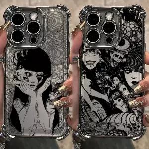 Junji Ito 공포 만화 도금 전화 케이스 삼성 호환 S25 S24 S23 S22 S21 S20 FE Note20 Plus Ultra 4G 5G An
