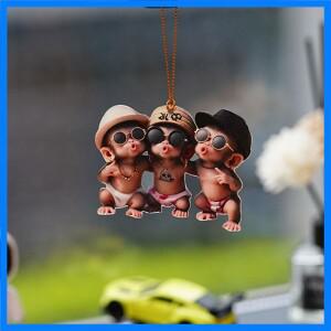 2D 원숭이 모양의 자동차 펜던트 체인과 장식품 현실적인 동물 백미러 장식 자동차 인테리어 액세서리