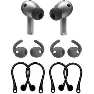 [미국배송] 삼성제품호환 버즈 3 프로 이어버드 2+2 쌍 스포츠 미끄럼 방지 이어팁 교체 실리콘 이어버드 후크 팁 SM630N 그레이/블랙과 호환 가능