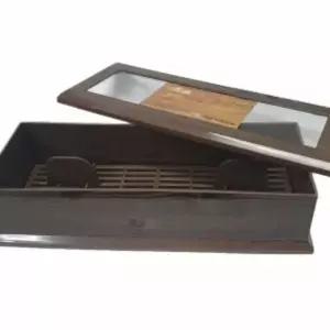 수저 정리함 나무무늬 투명 수저케이스 업소용 보관통 (WFJ5GQN)