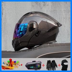2024 새로운 오토바이 전문 레이싱 플립 업 헬멧 ABS 소재 모듈 형 듀얼 렌즈 블루투스 헬멧 DOT 인증