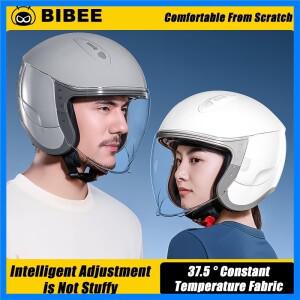 BIBEE 오토바이 헬멧 남자 여자 더블 렌즈 3/4 오픈 페이스 헬멧 따뜻한 통기성 전기 제트 스쿠터 하프 오