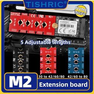 TISHRIC SSD NVME NGFF M.2 확장 보드 2230/42 2260 길이 어댑터 카드 플레이트 조절 가능
