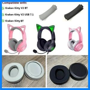 Razer Kraken Kitty BT 용 이어 패드 Kraken Kitty V2 BTV2 USB 7.1 헤드폰 교체 귀마개 이어 베개 머리띠