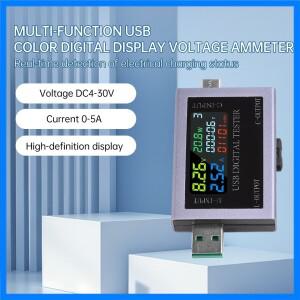USB + Type-C 용량 테스터 DC 4.5-50V 0-8A 다기능 디지털 전압계 전류계 전력계 전원 모듈 충전 테스터