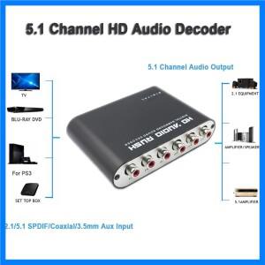 5.1 채널 디지털 아날로그 스테레오 AC3 오디오 컨버터 광 SPDIF 동축 AUX-6 RCA 사운드 디코더 앰프
