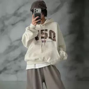 여성 벌룬소매 카모캔버스 후드티