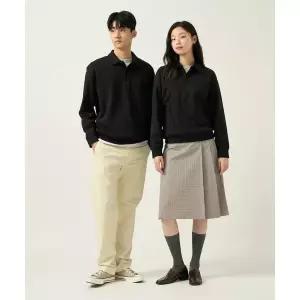 빈폴 BEANPOLE MEN 더블니트 칼라넥 스웨트 셔츠 블랙 BC5841C015 407363