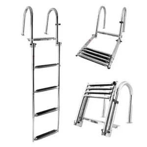 낚시배 사다리 폴딩 탑승 섹션 보트 발판 손잡이 포함 4단 배수