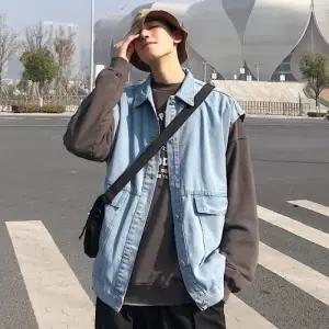 [라일리의류] Rly 캐쥬얼룩 흑청 니트조끼 연청 캐주얼조끼 조끼