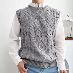 [라일리의류] Rly 니트조끼 조끼 남성상의 짜임 포인트 꽈배기니트