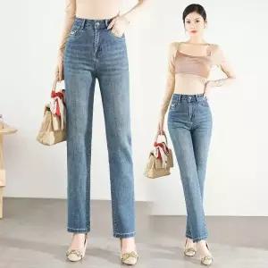 여자청바지 데님 통바지 추동 하이웨스트 슬림핏 9부 파이프 바지 원템4