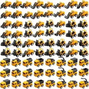 리비마 건설 파티 답례품용 72개 장난감 소방차 트랙터 군용 트럭 작은 모래 굴삭기 생일 선물용 16가지