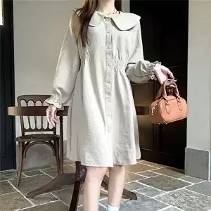 밴딩 심플한 빅카라 원피스 언발 D168 LL (KYR-WFH6CXD)