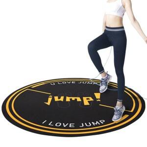 니소르파 줄넘기 매트 49인치 원형 미끄럼 방지 패드 1/4인치 두꺼운 내구성 운동 충격 흡수, 스키핑, 유산소 운동, 크로스 헬스장 - 블랙 앤 옐로우