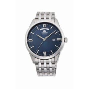 오리엔트 메카니컬 모던 데이데이트 선레이 블루 다이얼 스틸 워치 RA-AX0004L