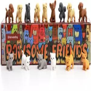 용 작은 개와 고양이 인형 - 선물 상자에 담긴 동물 장난감 애완동물 교실 경품용 플라스틱 30개 부활절