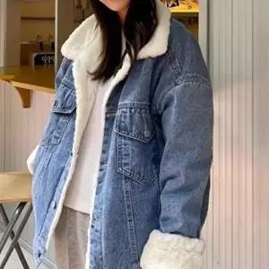 [옷자락]여성 루즈핏 캐주얼 데님 퍼 안감 겨울 자켓