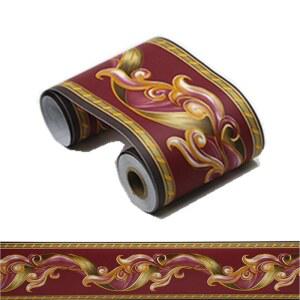 우아한 필 스틱 레드 플로럴 벽지 테두리 셀프 접착 몰딩 홈 천장 장식 스티커 욕실 거실 주방용 4인치 x 32.8피트
