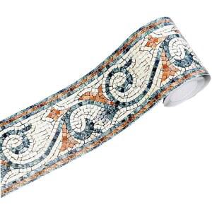 Amhao 3D 모자이크 엠보싱 벽지 테두리 꽃무늬 벽 종이 필 앤 스틱 타일 욕실 주방 백스플래시 스티커 (녹색)