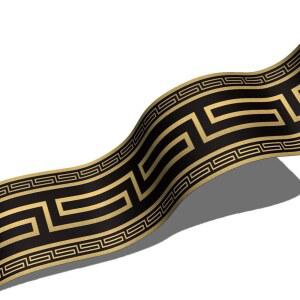 Liwo 기하학적 패턴 럭셔리 자가 접착 벽지 테두리, 블랙-골든 월 허리 라인 방수 스티커 홈 오피스용 욕실 주방 비닐 장식 3.94